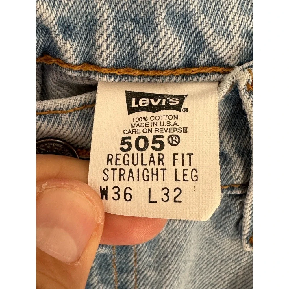 Vintage 1997 Levi's 505‎ Regular Fit Men's Blue Jeans Size 36x32 Made In U.S.A.